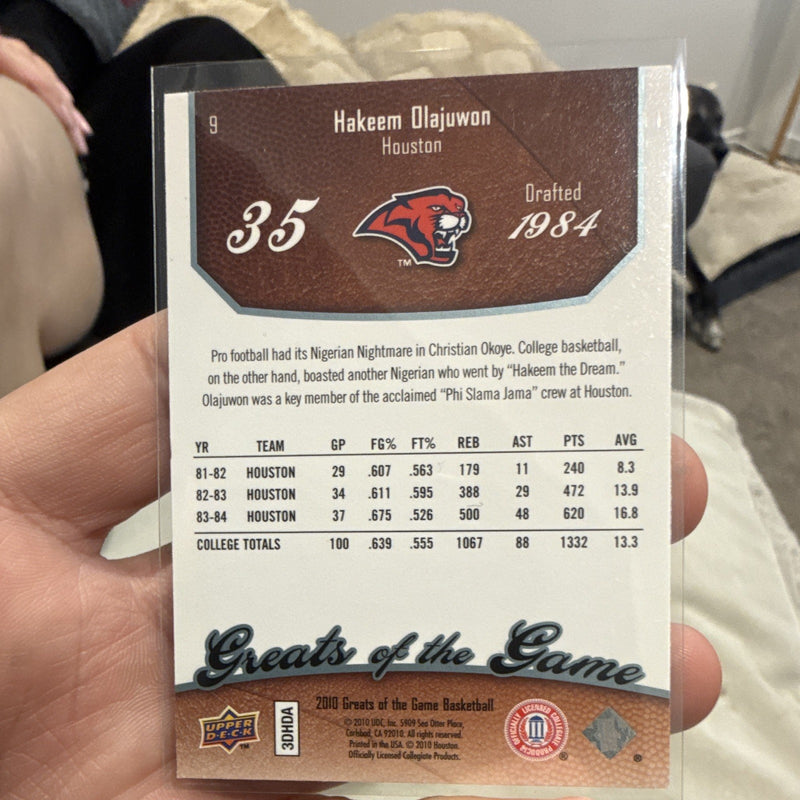 Upper Deck Greats of the Game 2010 Hakeem Olajuwon Houston Cougars #351