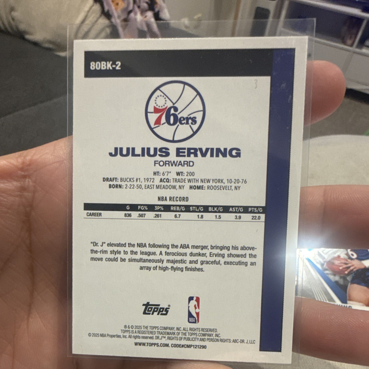 Topps Julius Erving 1980 81 45th Anniversary Insert 80BK 2 76ers1