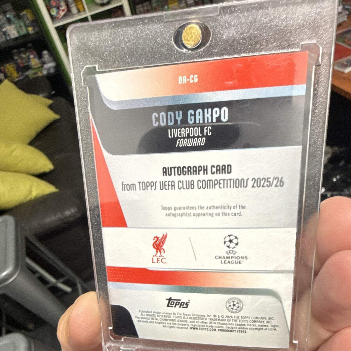 Topps UEFA Club Competitions 2025/26 Cody Gakpo Auto 1/5 BA CG Liverpool3