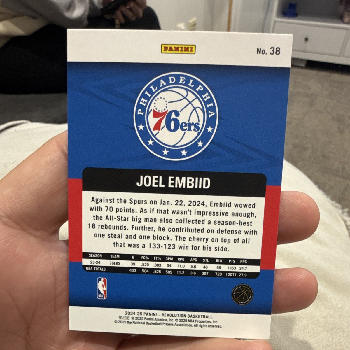 Panini 2024 25 Revolution Basketball Joel Embiid Revolution Parallel #38 76ers1