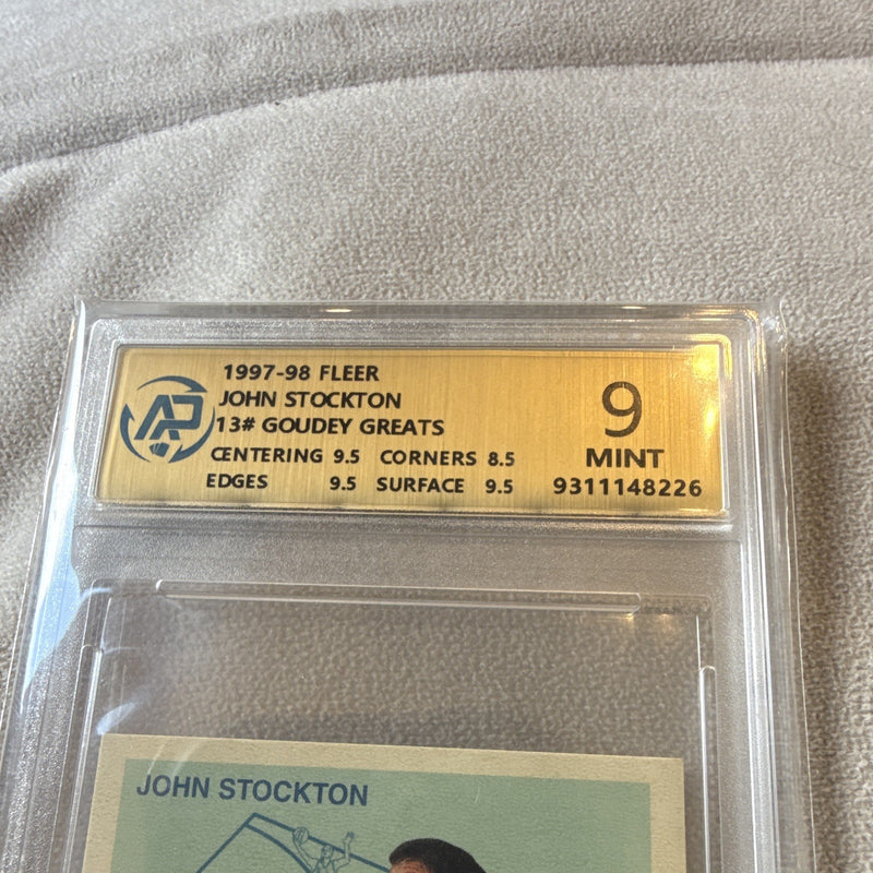 Fleer 1997-98 John Stockton Goudey Greats Insert #13 AiGrading 9 Mint1