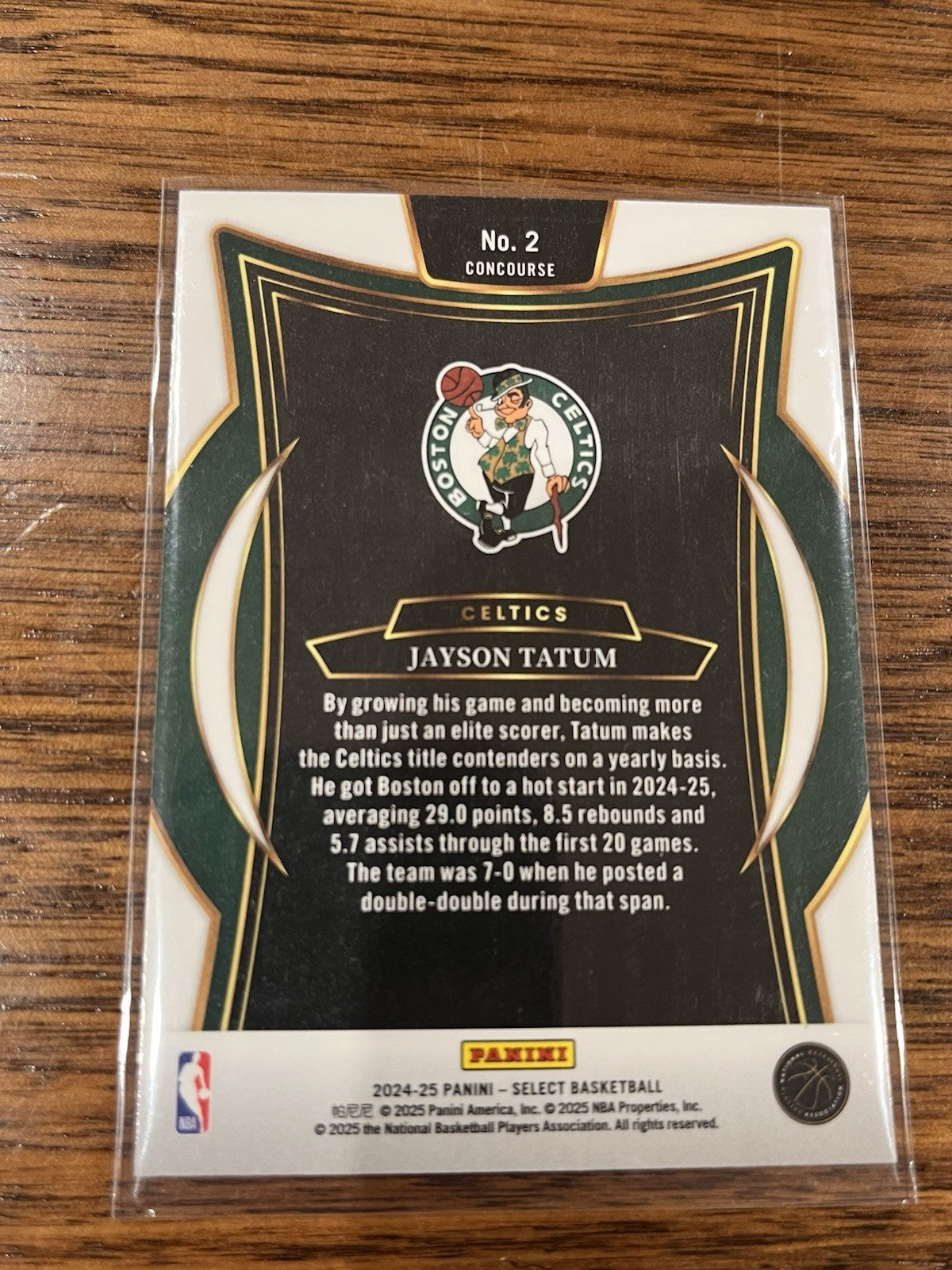 Panini Select Basketball 2024 25 Jayson Tatum Concourse Insert No. 2 Celtics2