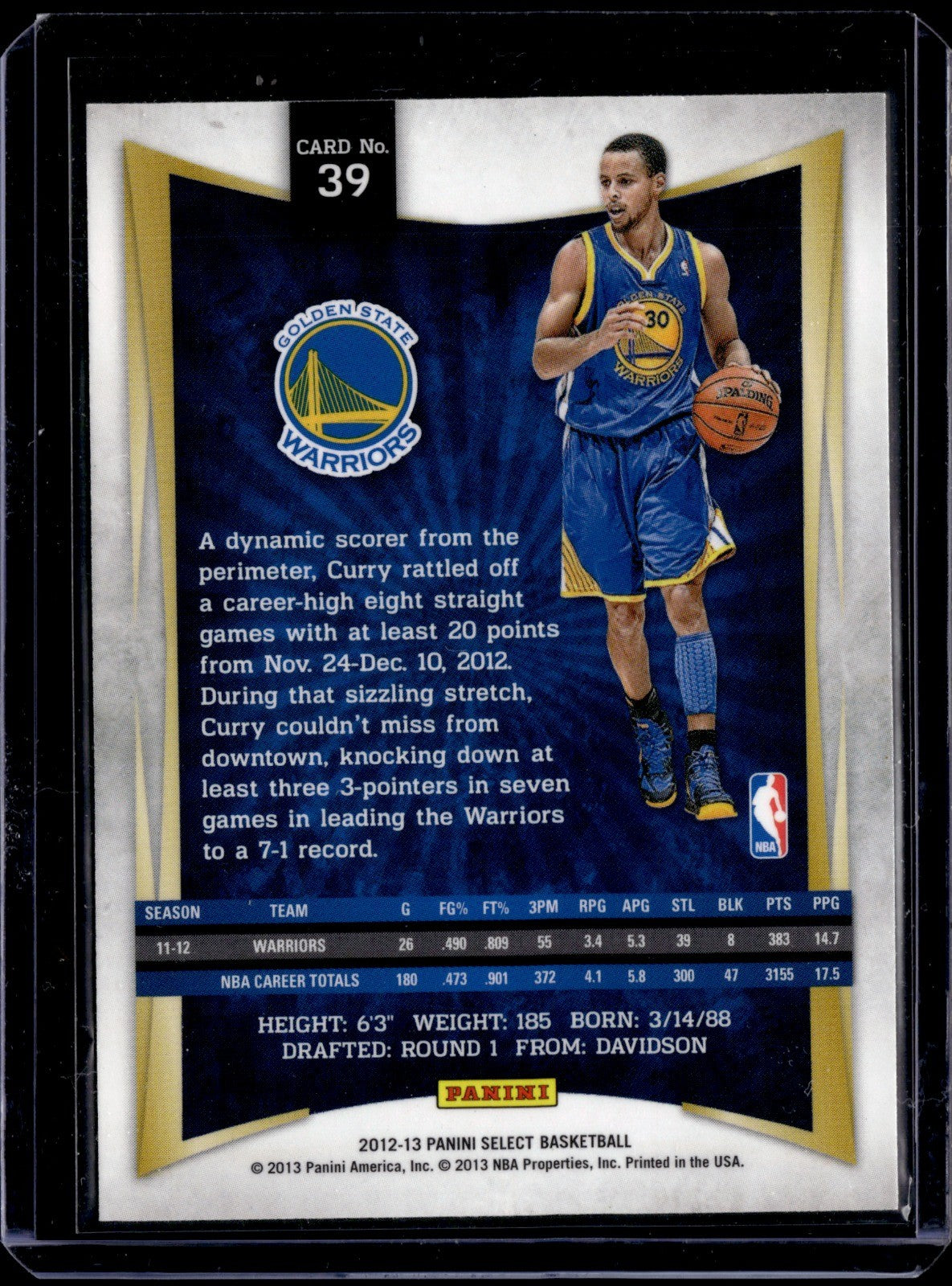 Stephen Curry Base Panini Select 39 NM1