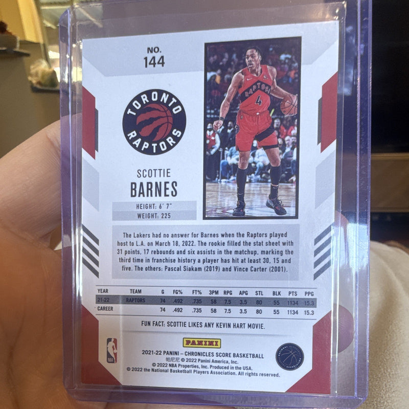 Panini Chronicles Score Scottie Barnes Rookie RC 144 Toronto Raptors 2021 221