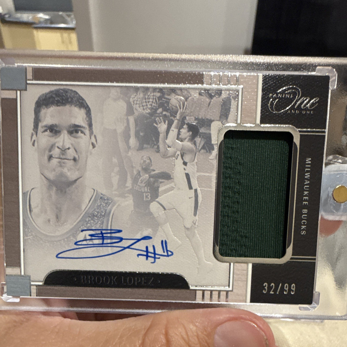 Panini One and One Brook Lopez Auto Patch JA-BLZ 32/99 Milwaukee Bucks0