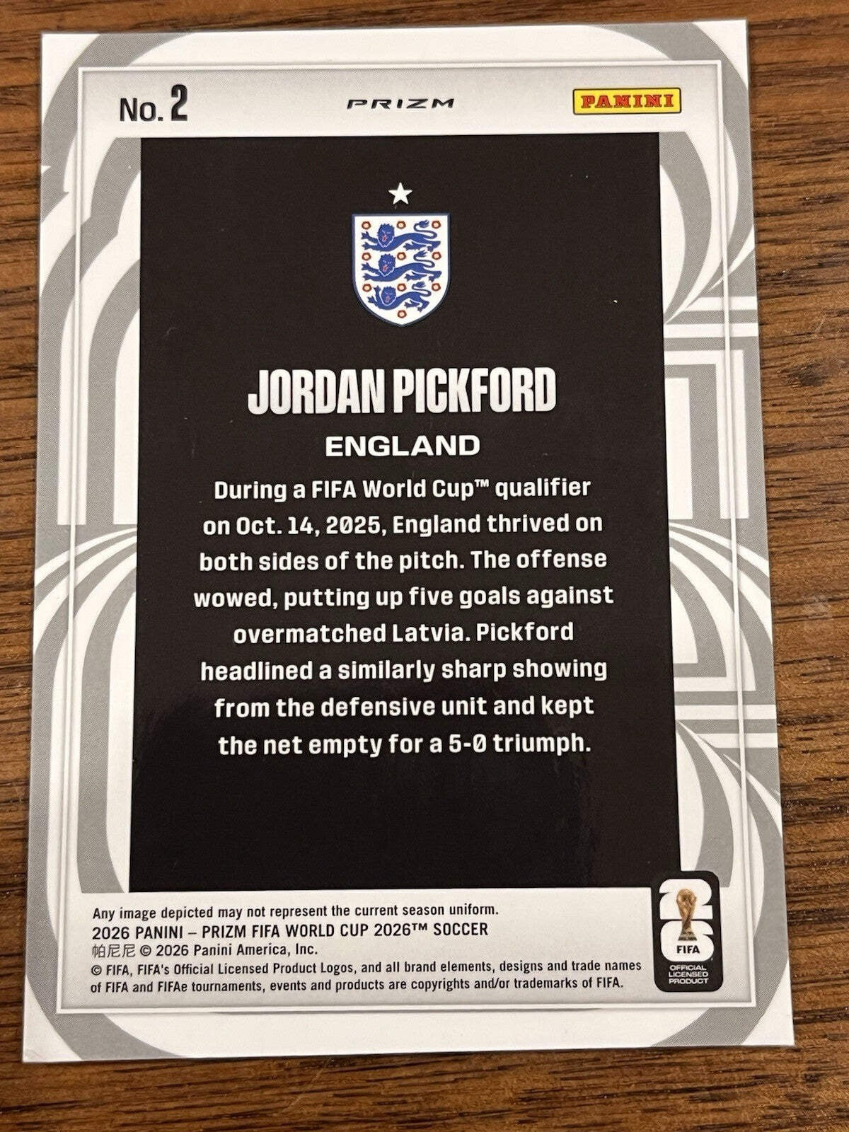 Panini Prizm FIFA World Cup 2026 Screamers No. 2 Jordan Pickford England2