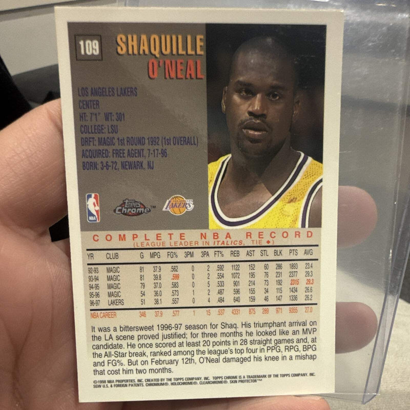 Topps Shaquille O'Neal Complete NBA Record Insert Topps Chrome 1998 #1091