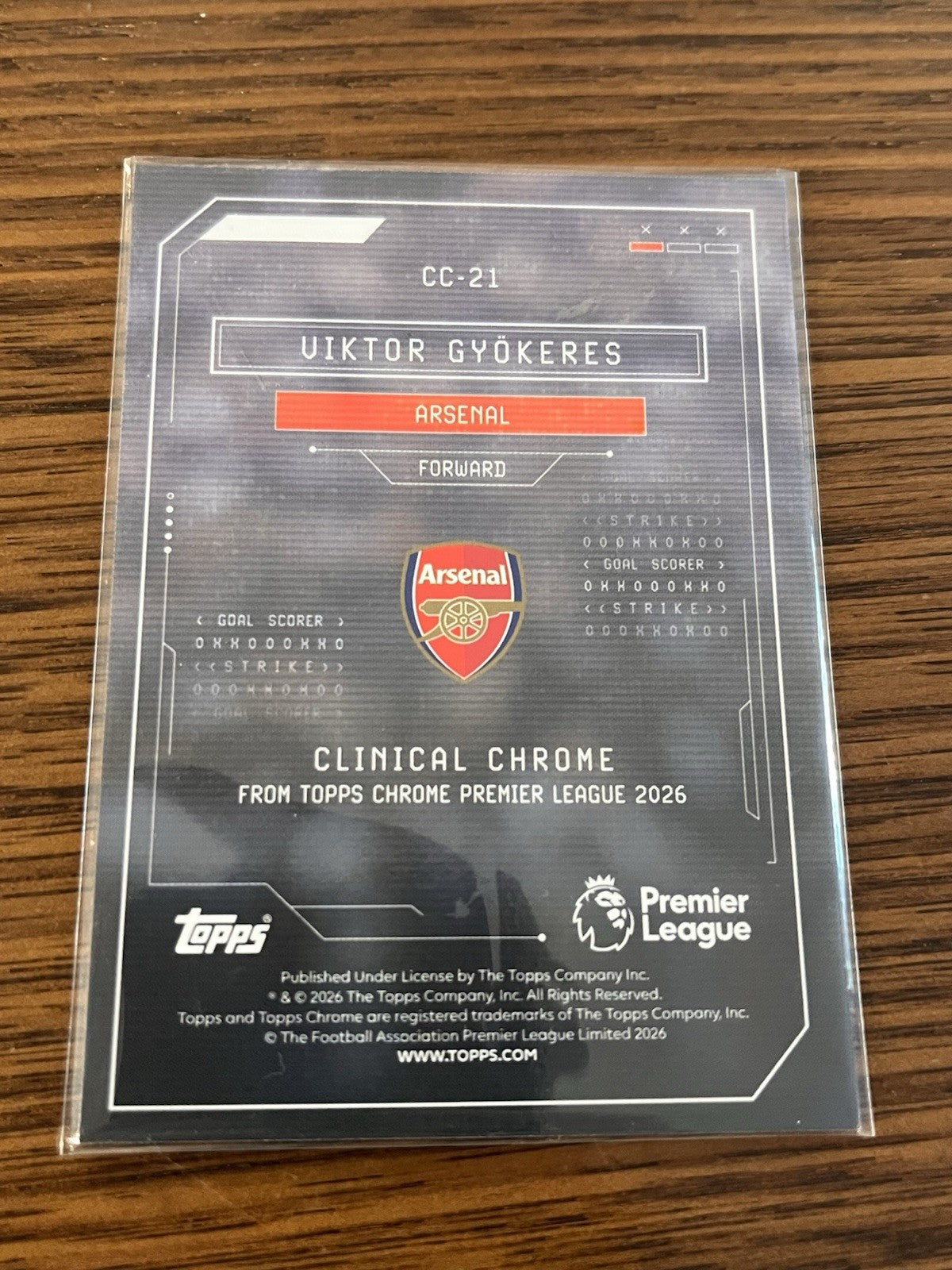 Topps 2026 Chrome Premier League Clinical Chrome CC 21 Viktor Gyökeres Arsenal2