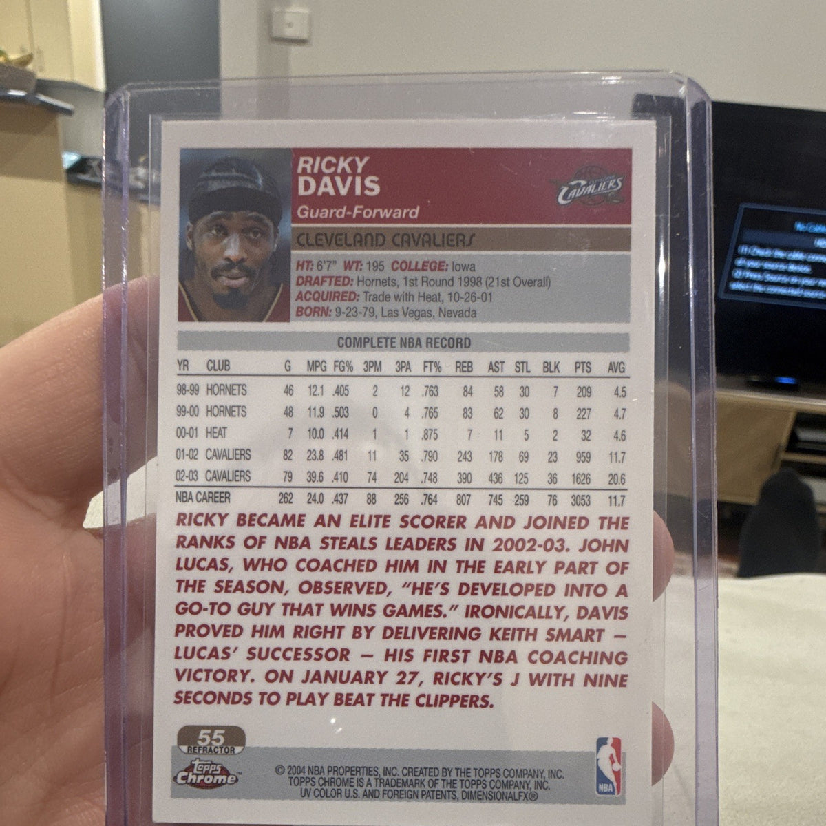 Topps 2003 04 Topps Chrome Ricky Davis Cleveland Cavaliers #55 Refractor1