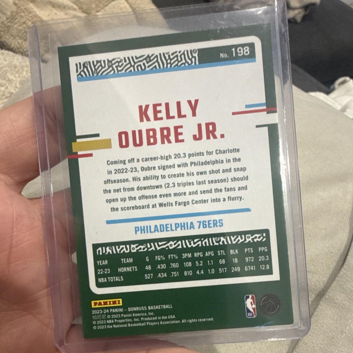 Panini Donruss 2023 24 Kelly Oubre Jr Press Proof Philadelphia 76ers #198 4/1991