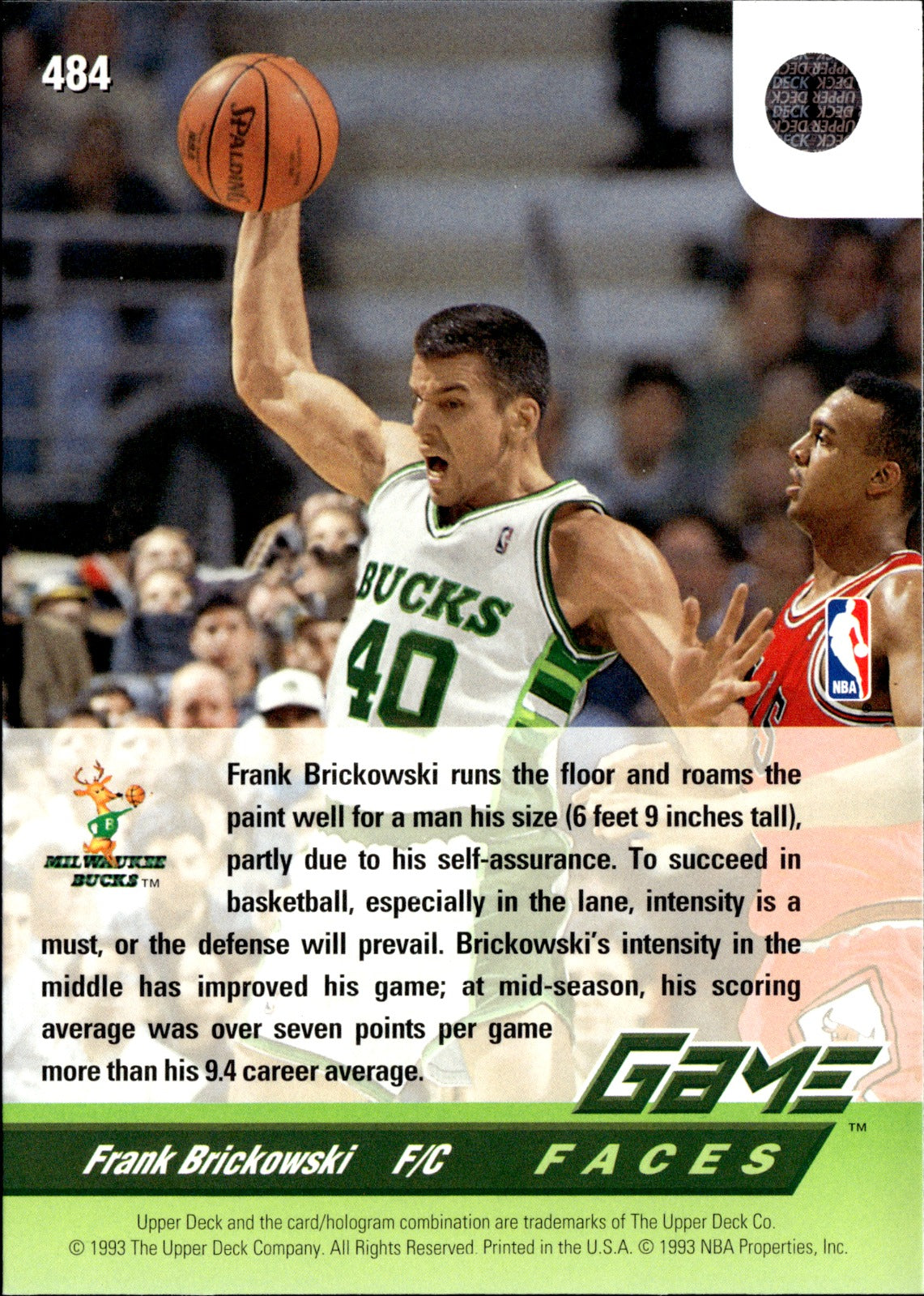 Frank Brickowski Base Upper Deck 484 NM1
