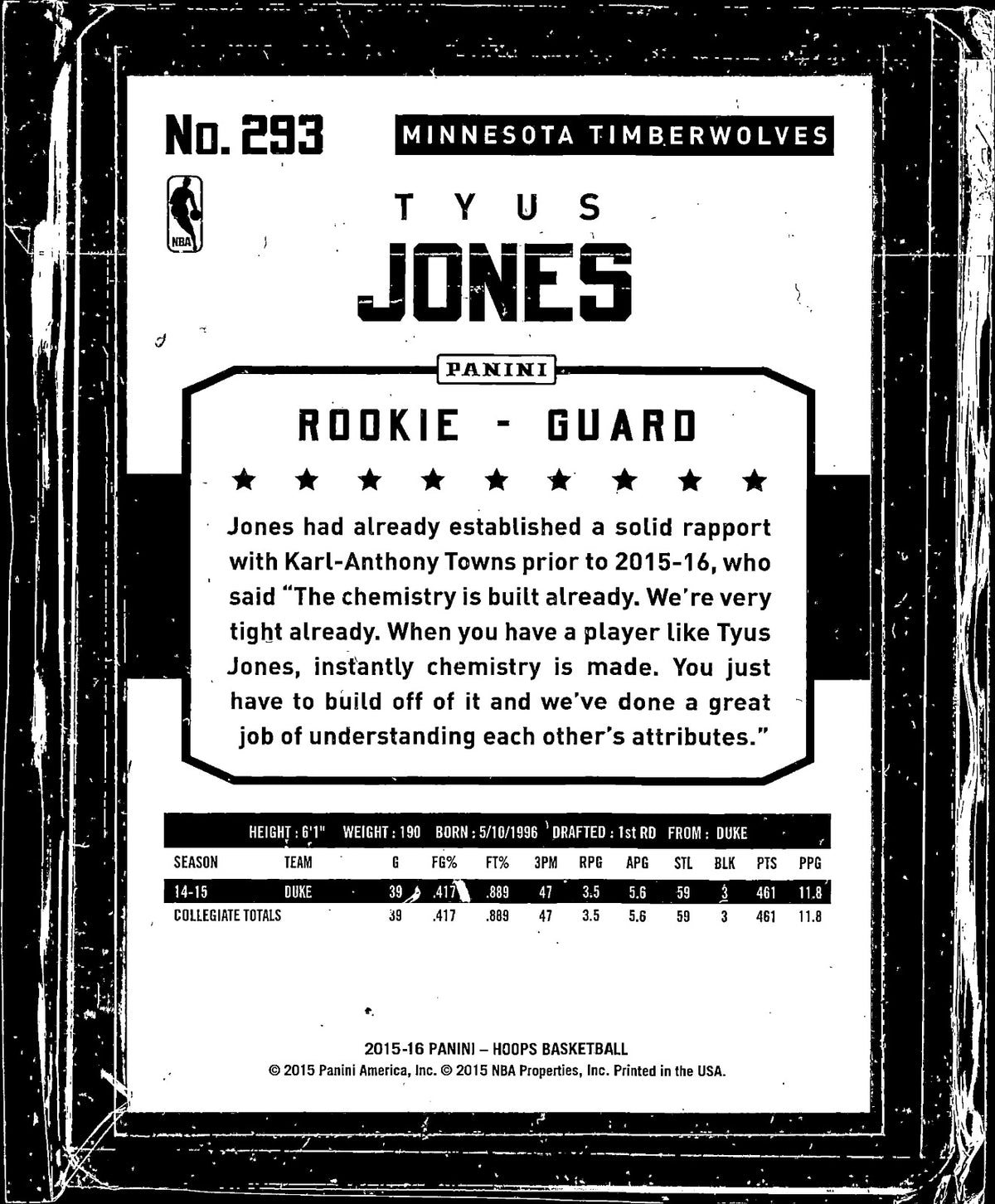 Tyus Jones Base Hoops 293 NM1