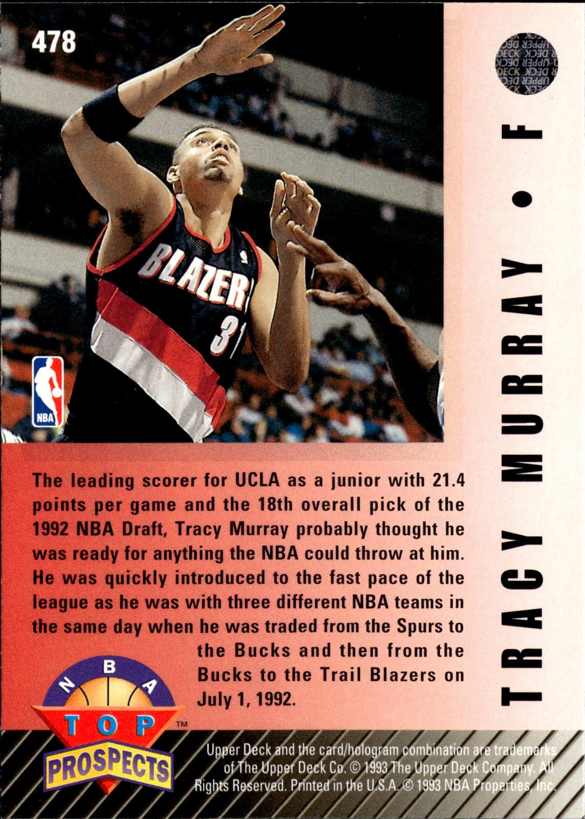 Tracy Murray Base Upper Deck 478 NM1
