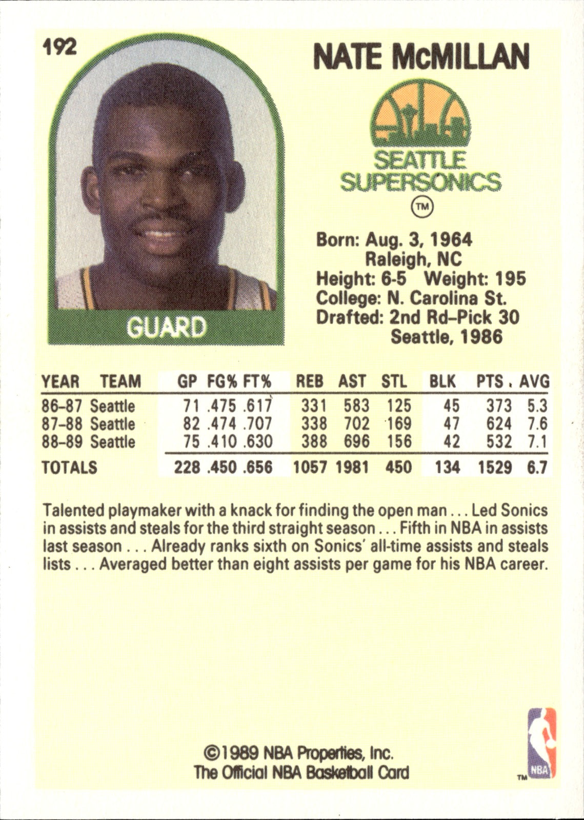 Nate McMillan Base Hoops 192 NM1