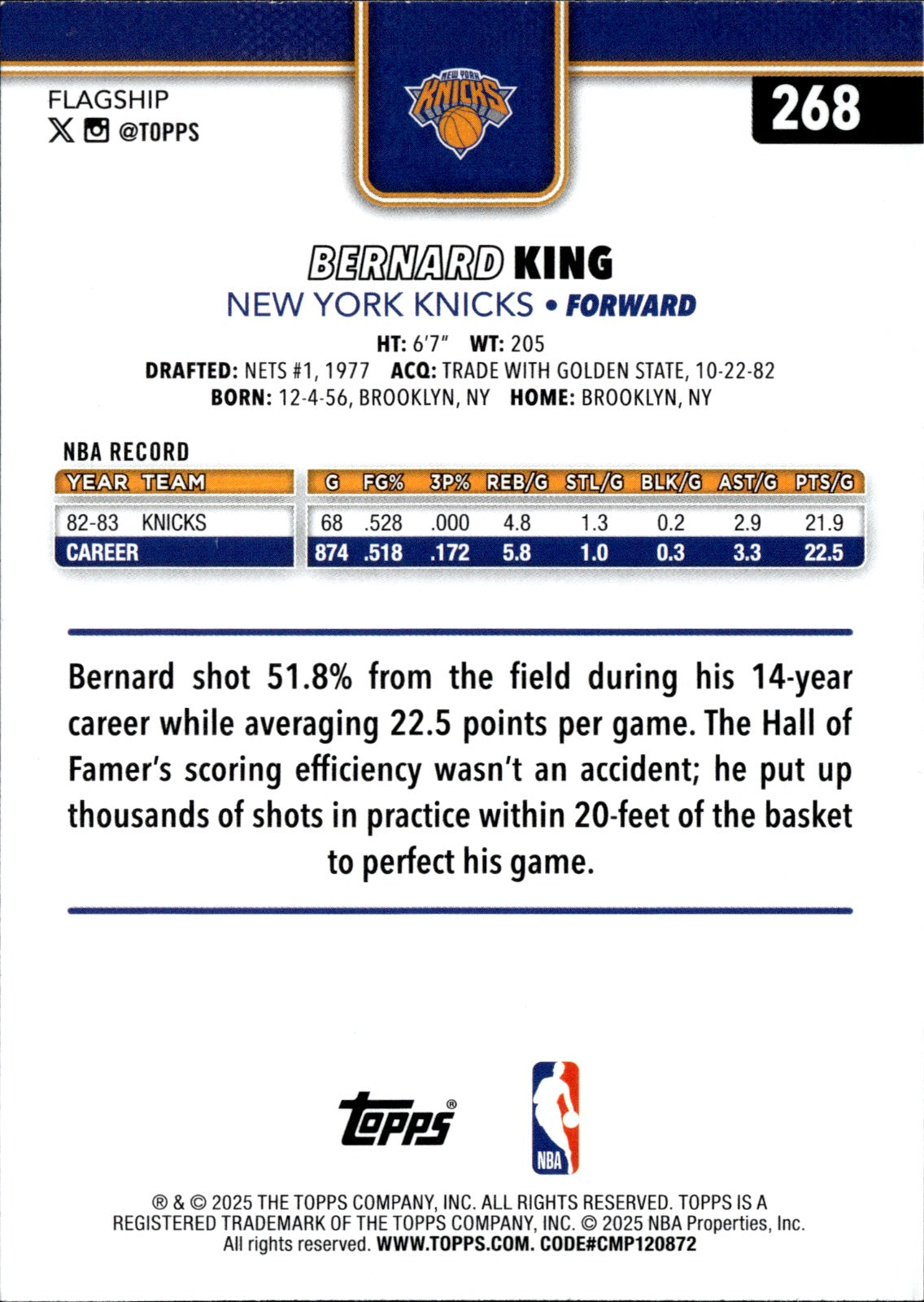 Bernard King Base Topps 268 NM1