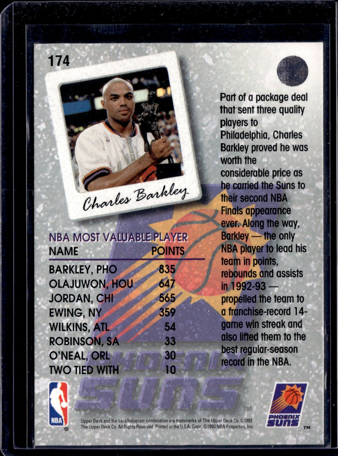 Charles Barkley Base Upper Deck 174 NM1
