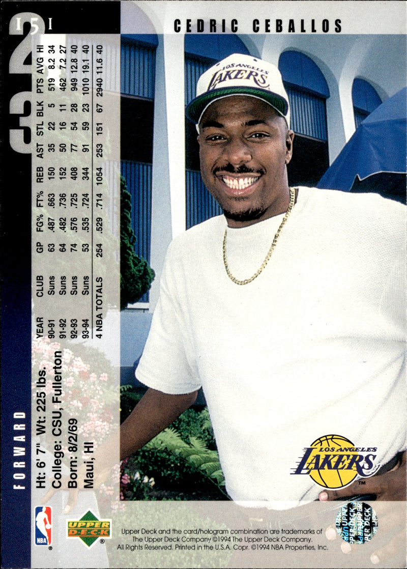 Cedric Ceballos Base Upper Deck 151 NM1