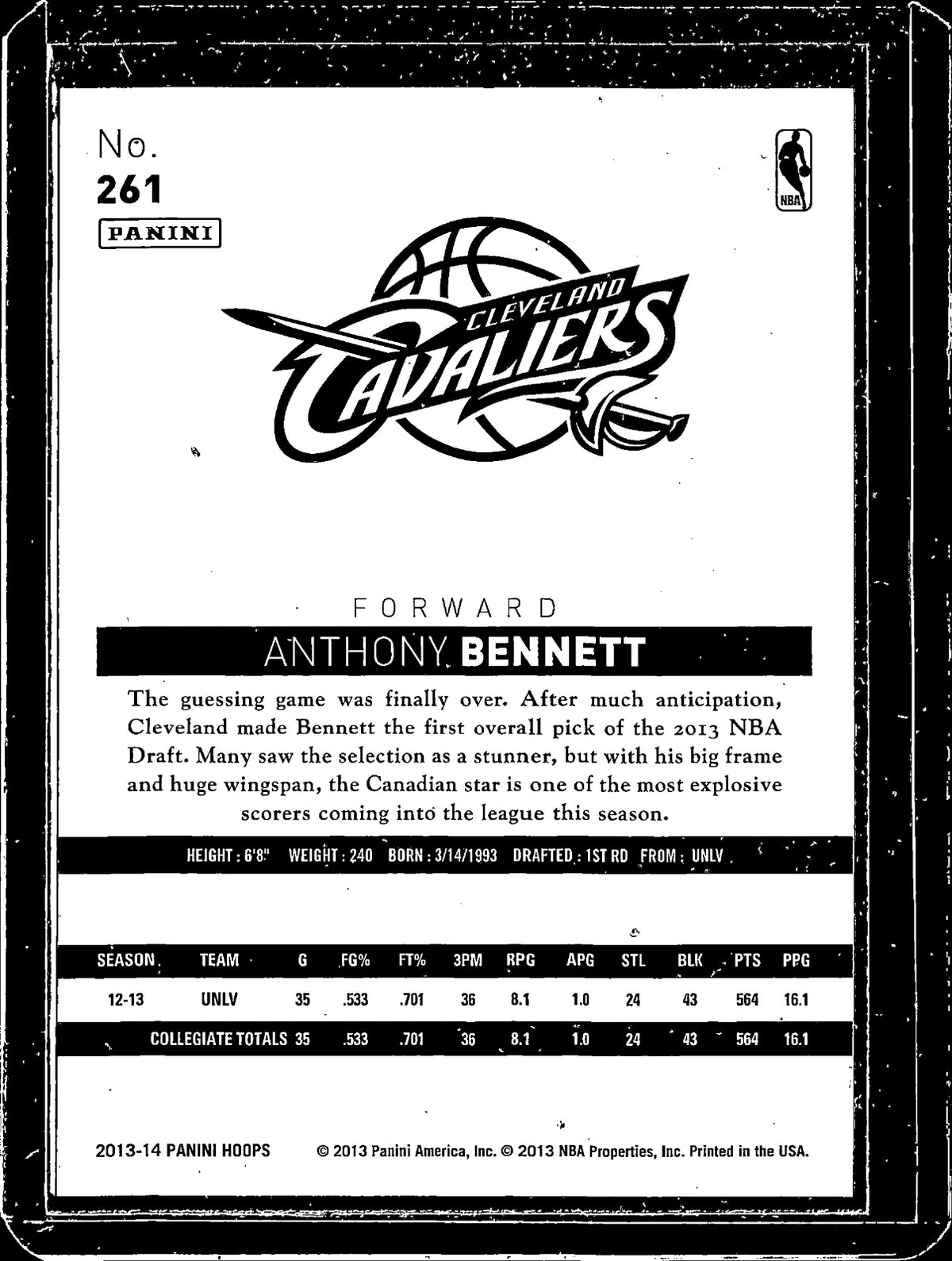 Anthony Bennett Base Hoops 261 NM1