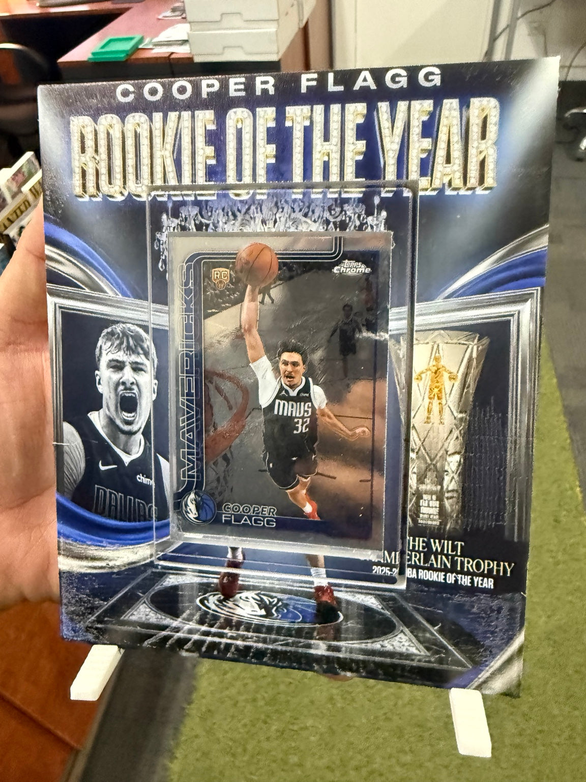 The Original Cardmate personalised basketball rookie trading card display