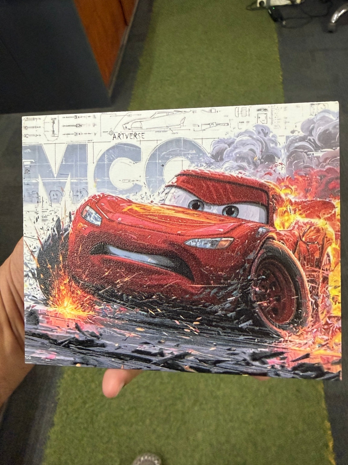 The Original Cardmate custom racing themed card display artwork
